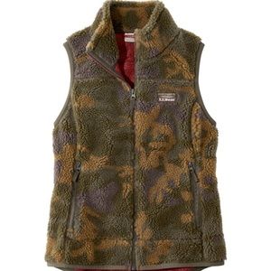 LL Bean Camo Pile Fleece Vest